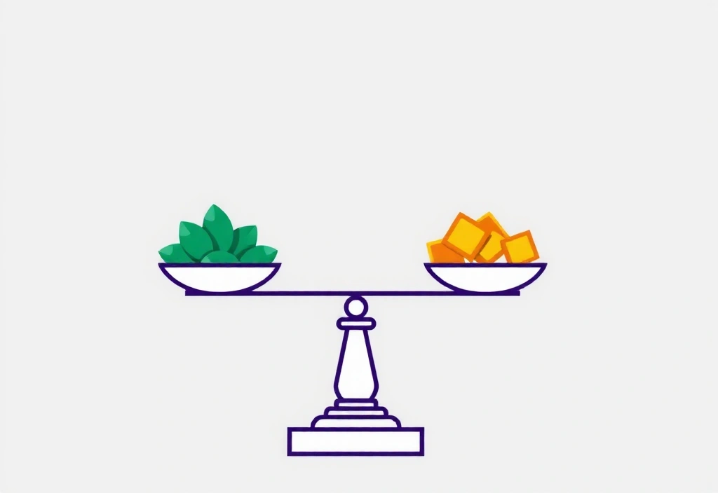 Balanza equilibrada con diferentes minerales