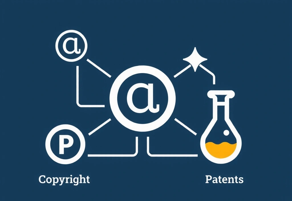 Icono de derechos de autor y patentes en un diseño moderno